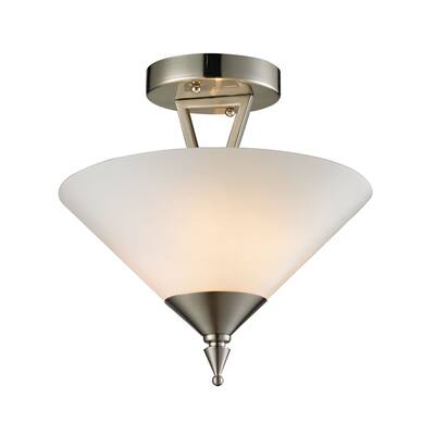 Cornerstone Brushed Nickel Tribecca 2-light Semi Flush - Silver