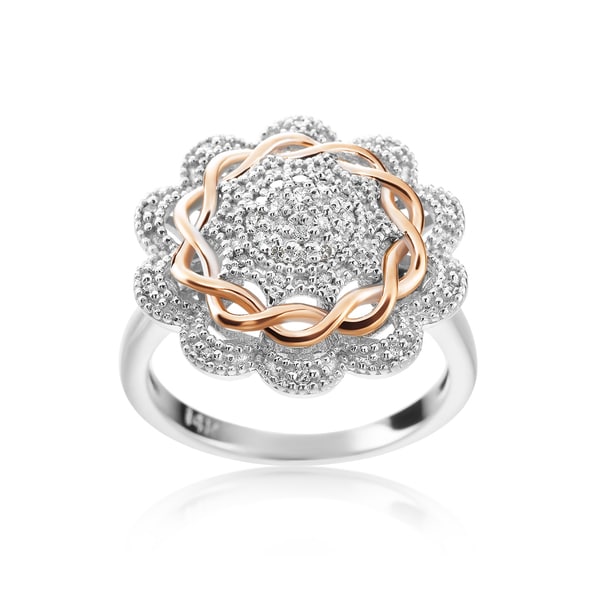 SummerRose 14k Two tone Gold 1/4ct TDW Diamond Flower Ring (H I, SI1