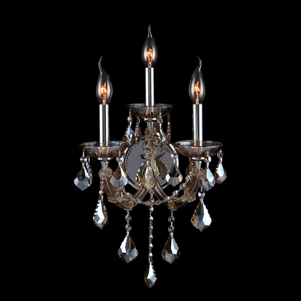 Maria Theresa Imperial 3-light Chrome Finish and Golden Teak Crystal Candle Wall Sconce