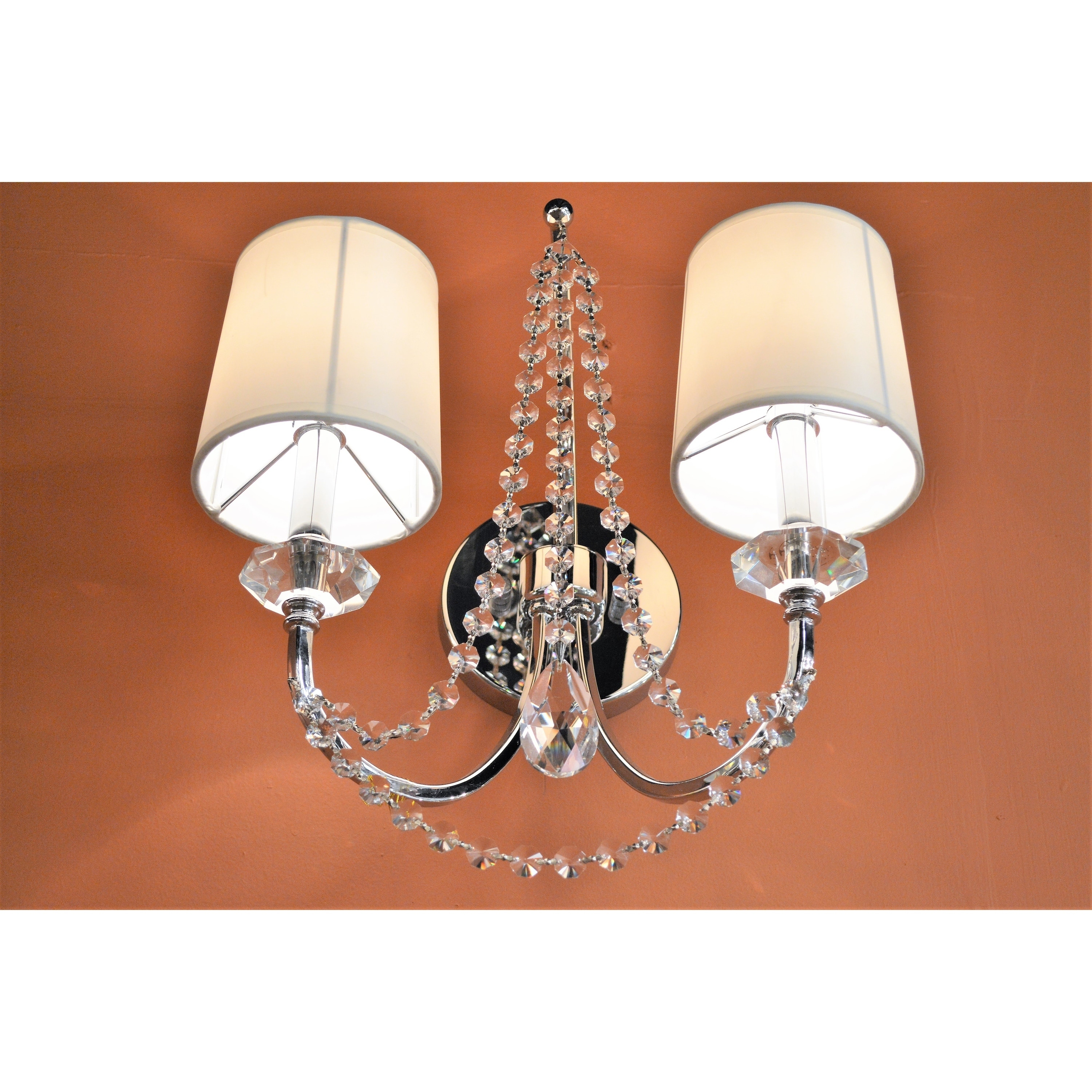 Modern Elegance 2 Light Chrome Finish Crystal Wall Sconce Modern Elegance 2 Light Chrome Finish