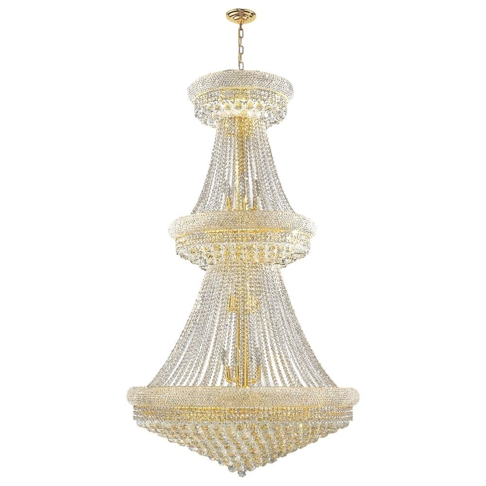 French Empire 32-light Gold Finish and Clear Crystal French Empire 2-tier Chandelier (32 Lights Polished Gold Chandelier) - Chandeliers For Bedrooms by Overstock.com
