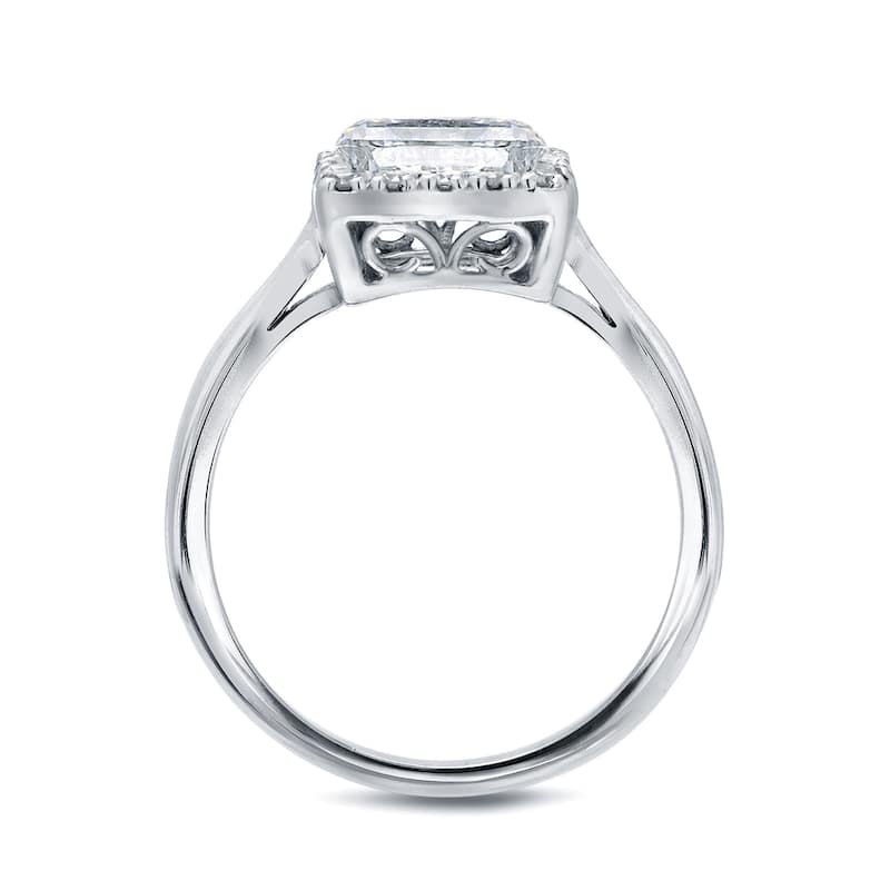 Auriya 14k Gold 1 1/4ctw Square Princess-cut Halo Diamond Engagement Ring