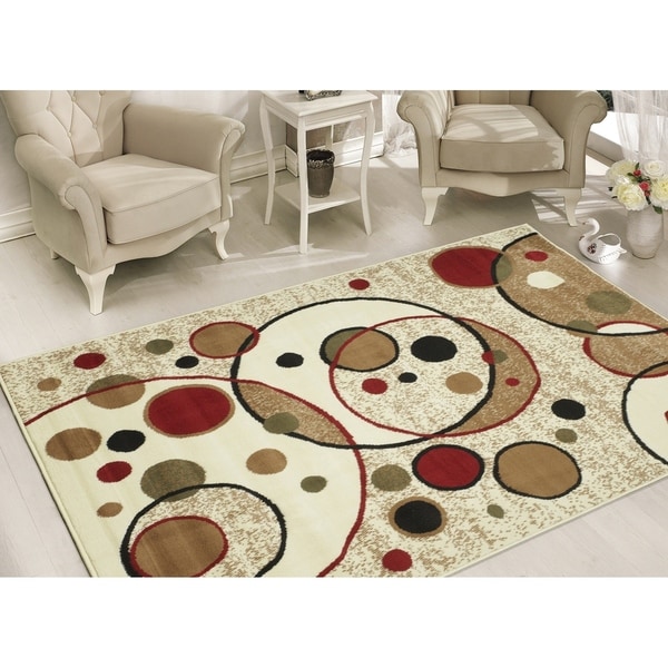 Sweet Home Stores Modern Beige Circles Area Rug - 8'2 x 9'10