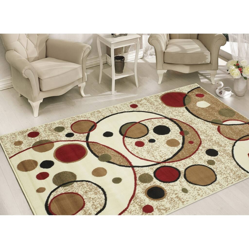 Sweet Home Stores Modern Circles Beige Area Rug (5' x 7') - 5' x 6'6"