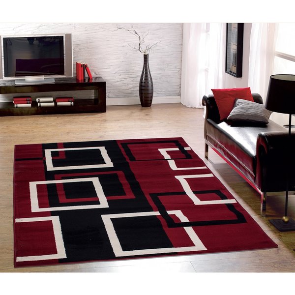shop sweet home modern boxes dark red 3-piece area rug set