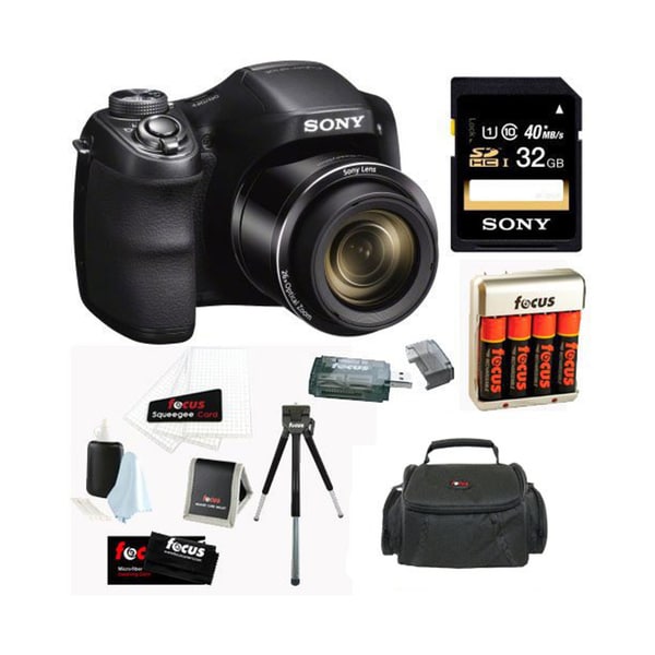 Sony Cyber shot DSCH300B Digital Camera in Black + 32GB Accessory Kit