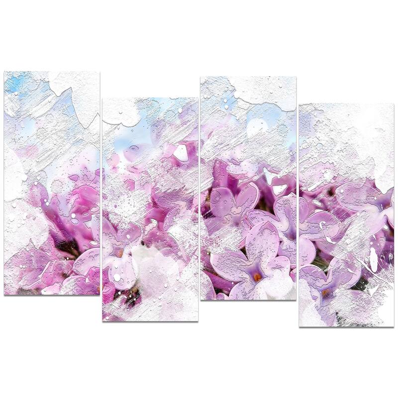 Design Art "Flower Garden" Canvas Art Print - 48 in. wide x 28 in. high - 4 Panels
