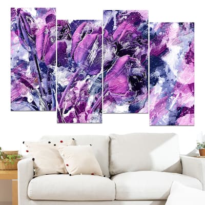 Design Art "Shades of Purple Flowers" Canvas Art Print