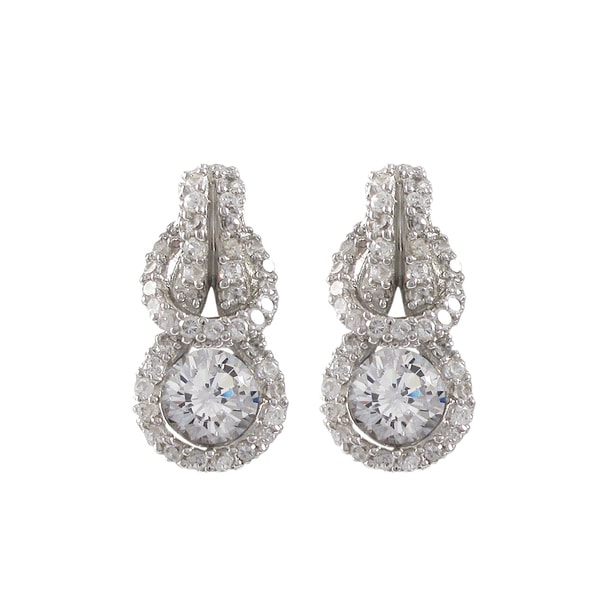 Luxiro Sterling Silver Cubic Zirconia Love Knot Earrings On Luxiro Sterling Silver Cubic Zirconia Love Knot Earrings