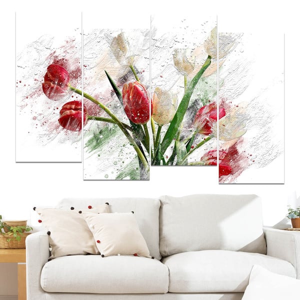 Design Art 'Red and White Tulips' Canvas Art Print - On Sale ...