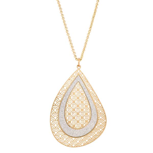 slide 1 of 4, Isla Simone Concave Crystalized Tear Drop Pendant Necklace