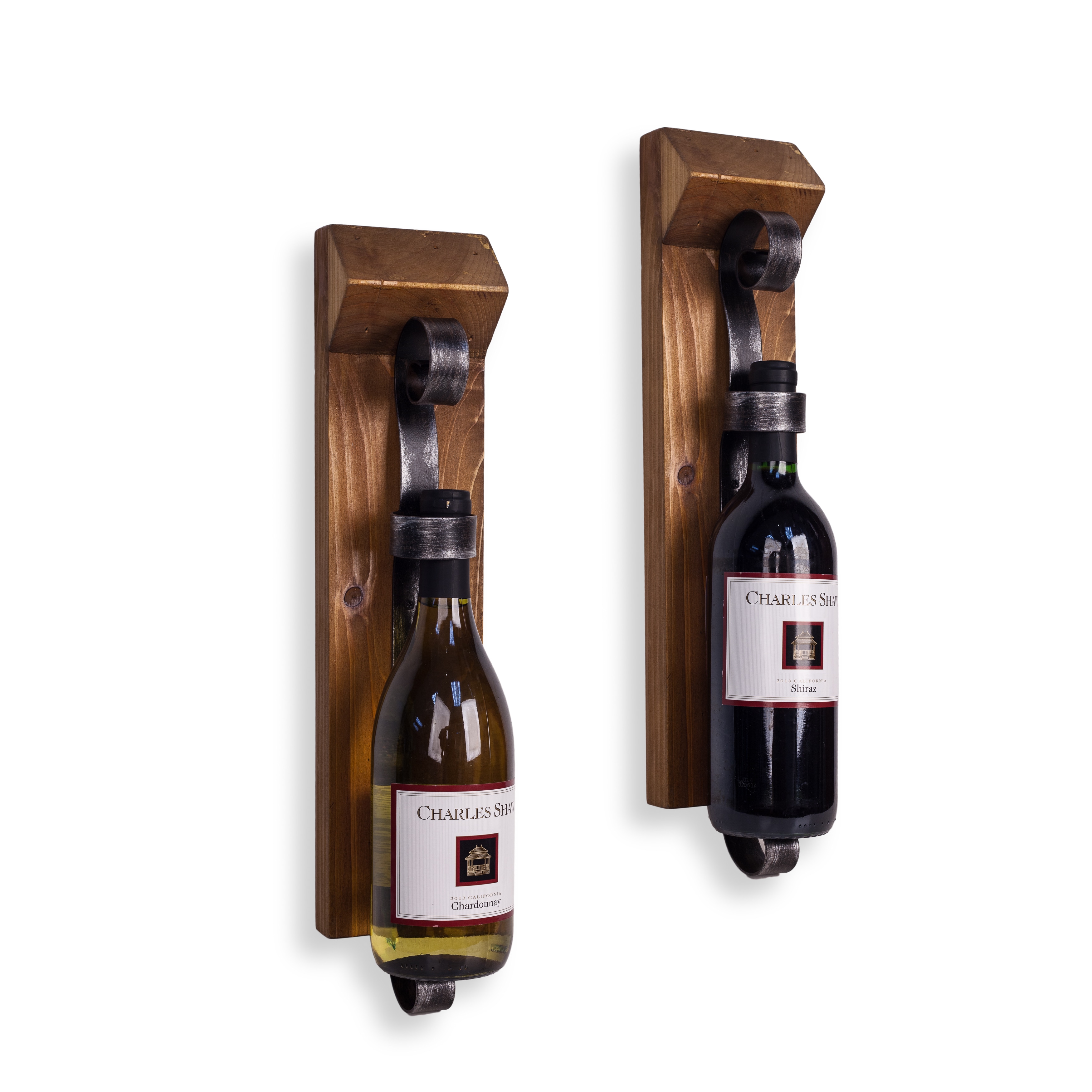 Danya Set of Two Wood and Iron One Bottle Rustic Wall Mount