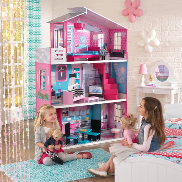 Beautiful Home,Dream House,Huge Dollhouse with 2 Dolls, 28.5 x