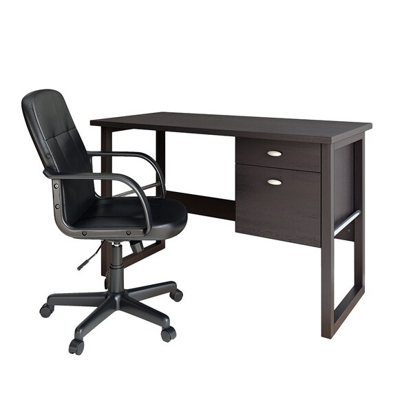 CorLiving WFP480Z1 Folio 2piece Black Espresso Desk and Office Chair
