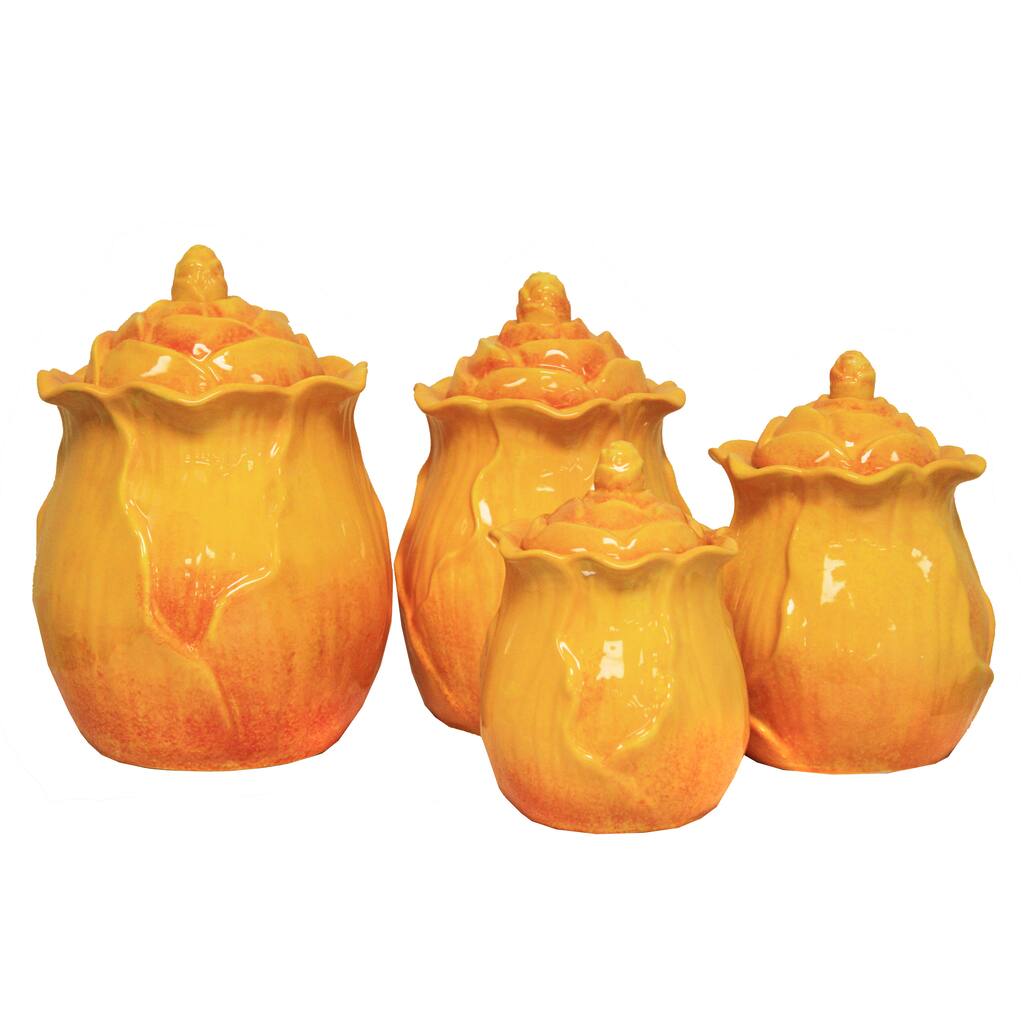 Bloom Hand-painted 4-piece Food Storage Canister Set