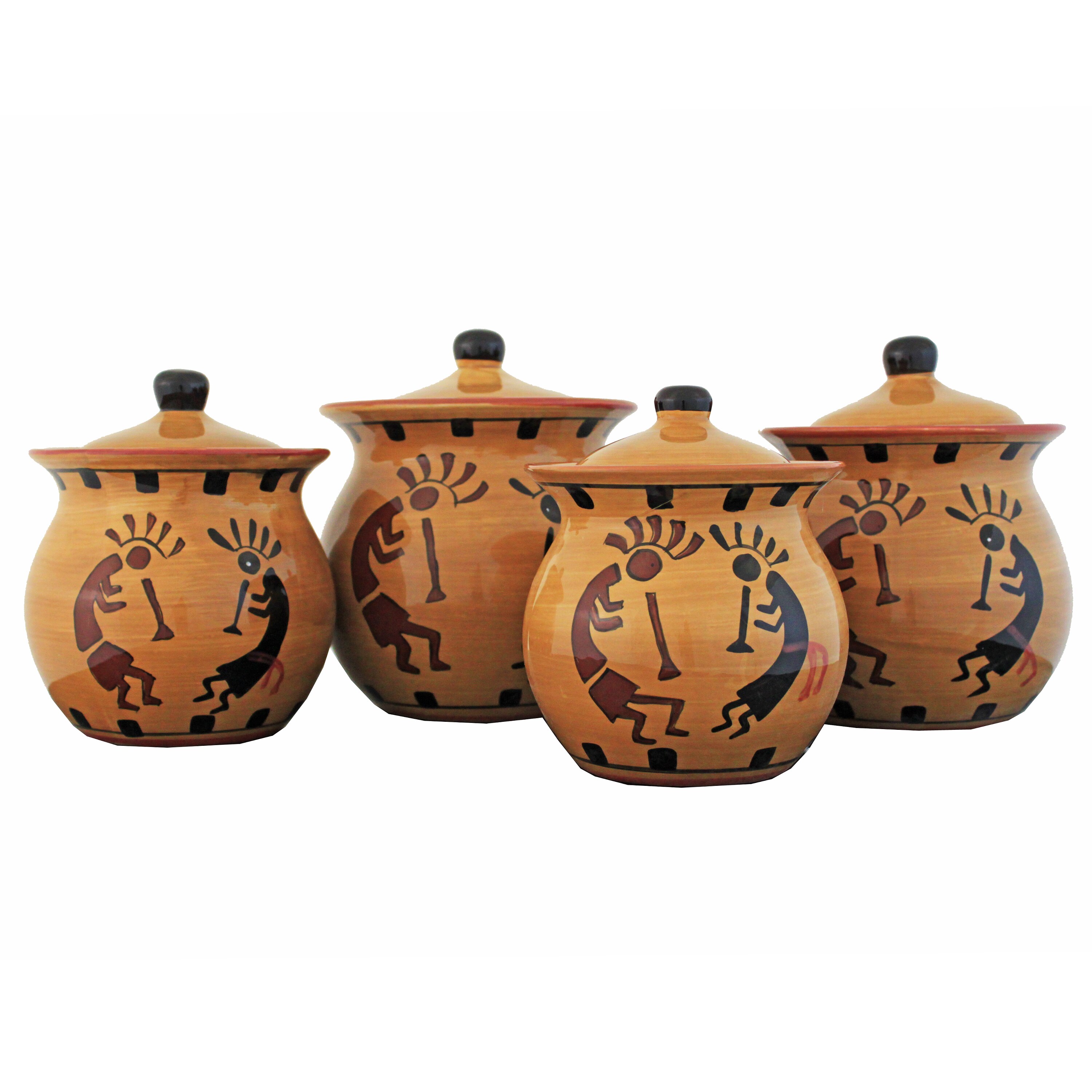 Southwestern Hand Painted 4 Piece Food Storage Canister Set Piece Food Storage Canister Set