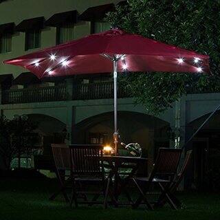 Shop Black Friday Deals On Abba Patio Solar Powered Aluminum Rectangular Led Light Tilt Umbrella Overstock 10240865