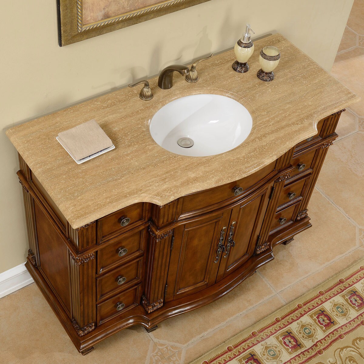 Silkroad Exclusive Travertine Stone Top Bathroom Single Sink Vanity On Sale Overstock 10240986 Silkroad Exclusive Travertine Stone Top Bathroom Single Sink Vanity On Sale Overstock 10240986