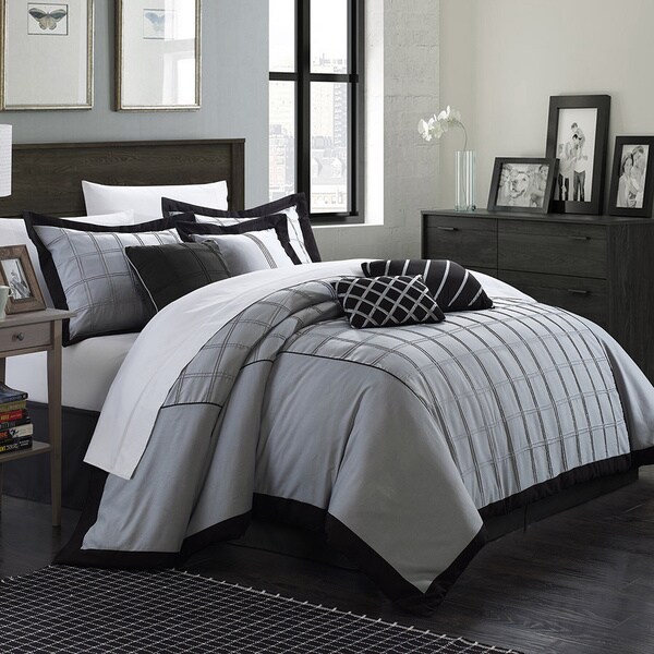 Chic Home Oversized and Overfilled Reynold Pin-tuck Color Block 8-piece Comforter Set