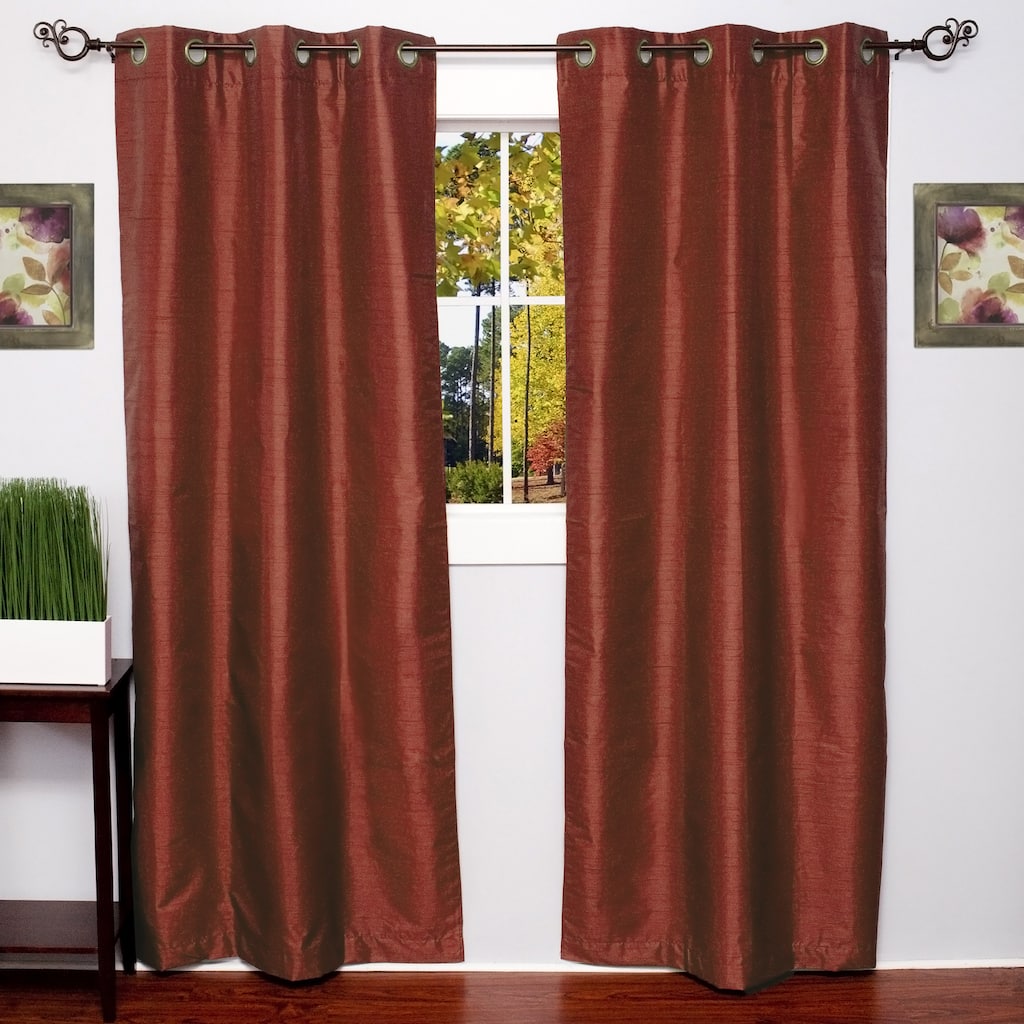 Faux Silk Blackout Grommet 84-Inch Curtain Panel Pair - 76 x 84