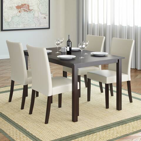 Atwood 5pc Dining Set with Cream Leatherette Seats