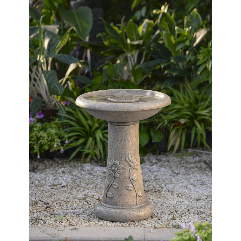 Floral Accent Classical Garden Birdbath