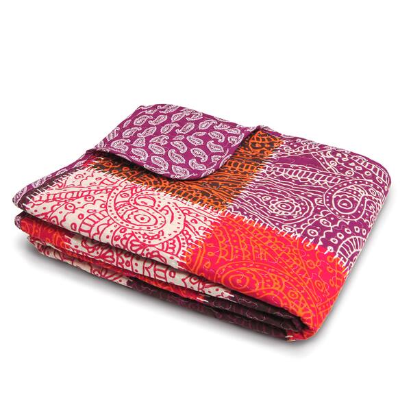 Lush Decor Paisley Patchwork Fuchsia Throw Blanket Overstock 10241308