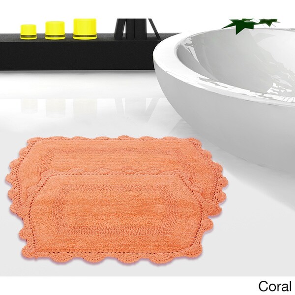 coral bath rug set