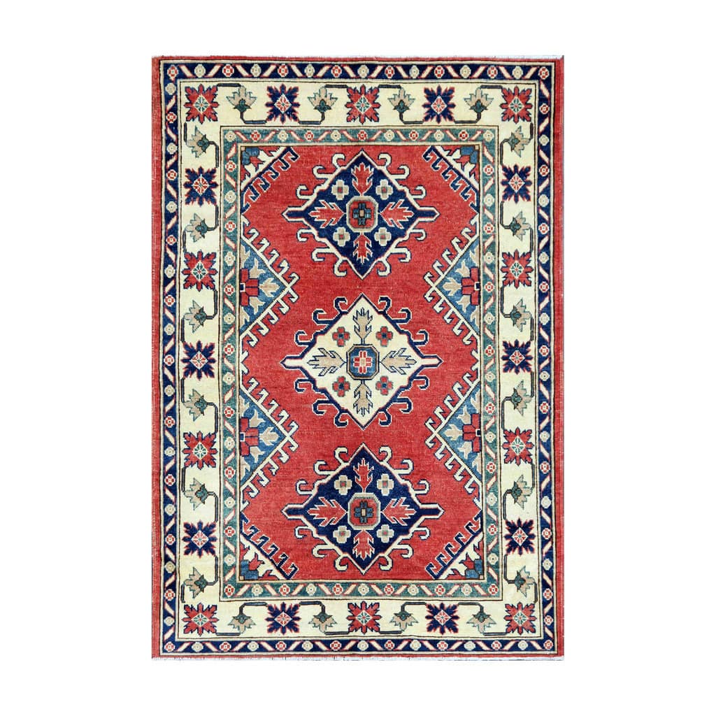 Handmade OneofaKind Vegetable Dye Kazak Wool Rug (Afghanistan) 3