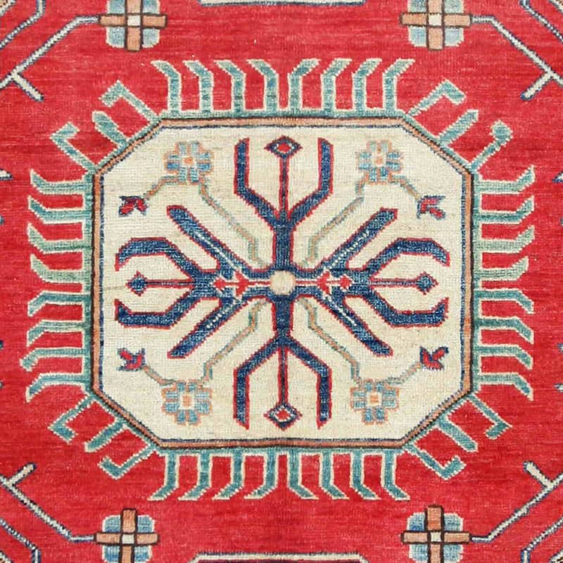 Handmade One-of-a-Kind Vegetable Dye Kazak Wool Rug (Afghanistan) - 5'1 x 6'2