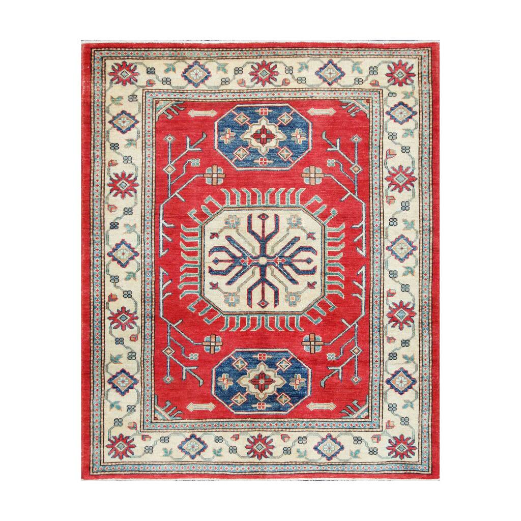 Handmade One-of-a-Kind Vegetable Dye Kazak Wool Rug (Afghanistan) - 5'1 x 6'2