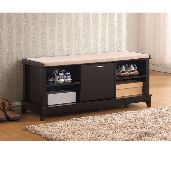 Shop Ramos Contemporary Brown Solid Wood Shoe Storage Bench With