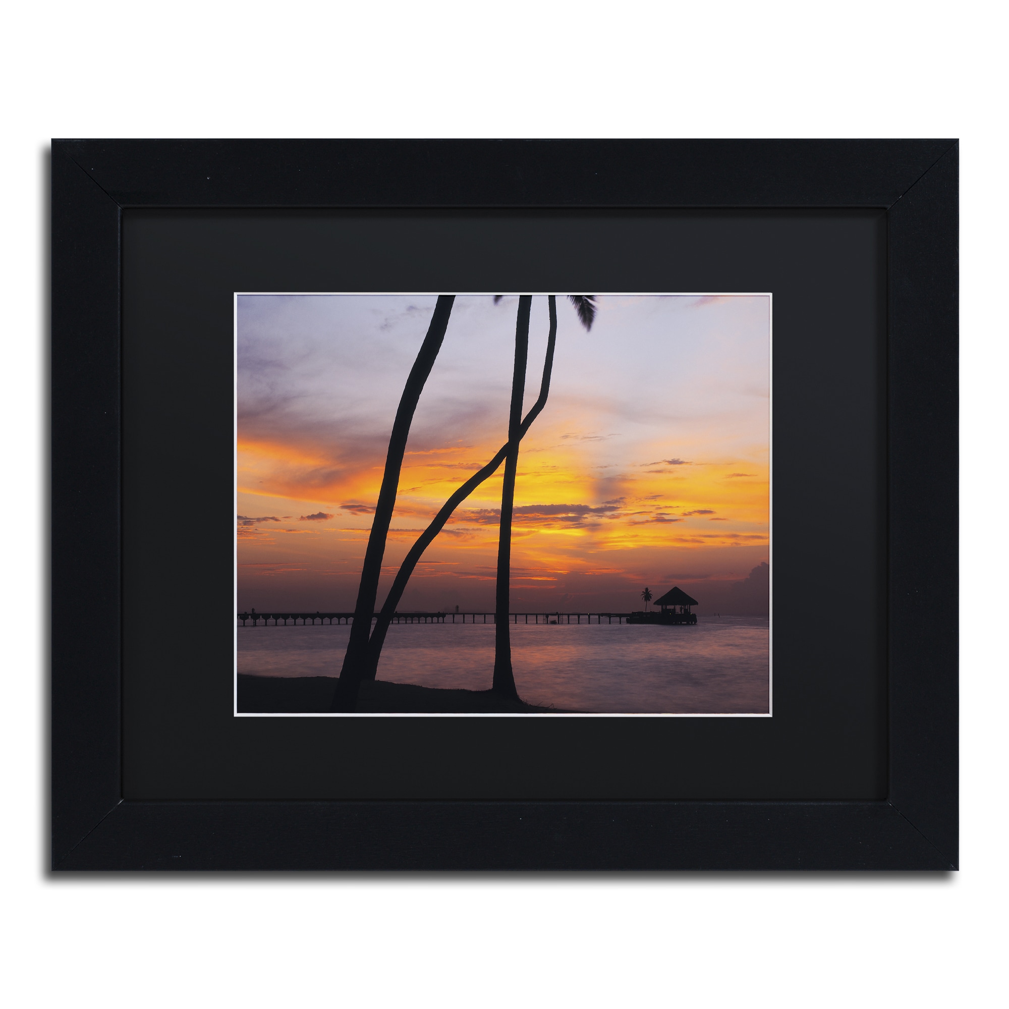 David Evans Last Light Maldives Black Wood Framed Canvas Wall Art