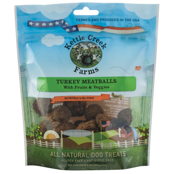 All Natural Kettle Creek Farms Dog Treats 5oz Turkey Meatballs W/Fruit