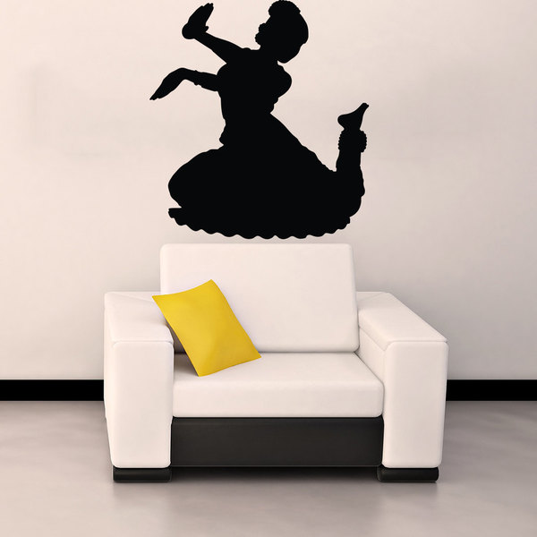 Indian Hindu Girl Dancing Woman Silhouette Vinyl Sticker Wall Art