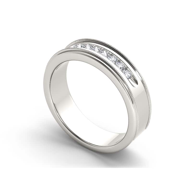 De Couer IGI Certified 14k White Gold 1/3ct TDW Diamond Men's Wedding Band