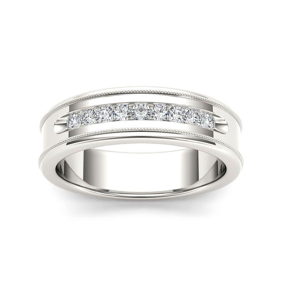 De Couer IGI Certified 14k White Gold 1/3ct TDW Diamond Men's Wedding Band