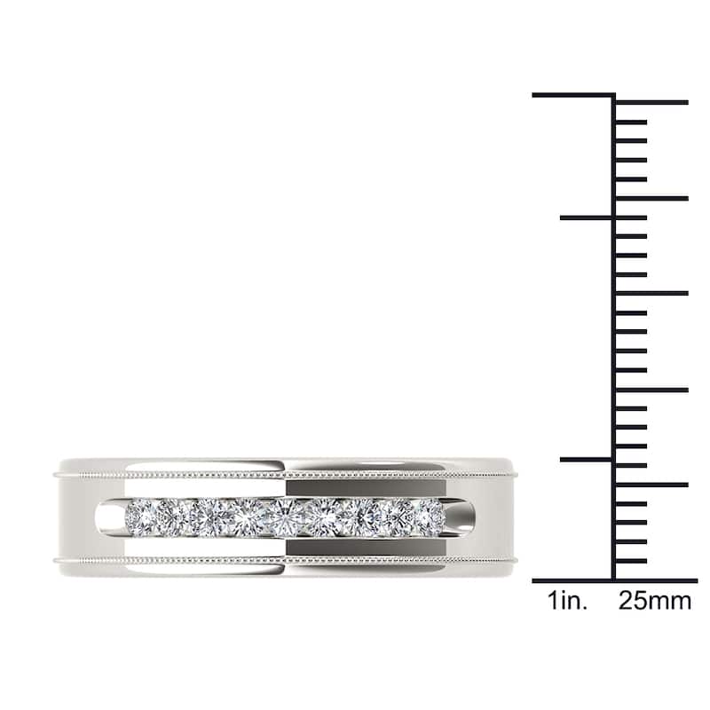 De Couer IGI Certified 14k White Gold 1/3ct TDW Diamond Men's Wedding Band