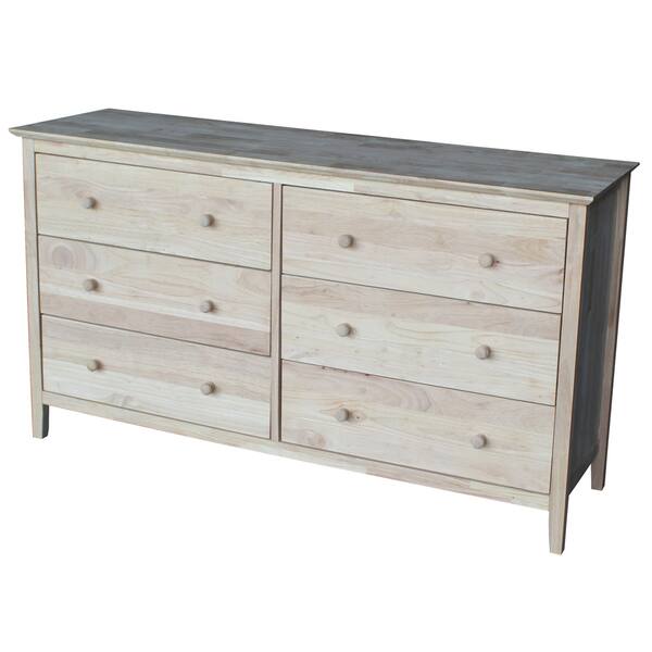Shop Solid Wood Dresser With Six Drawers Unfinished Overstock