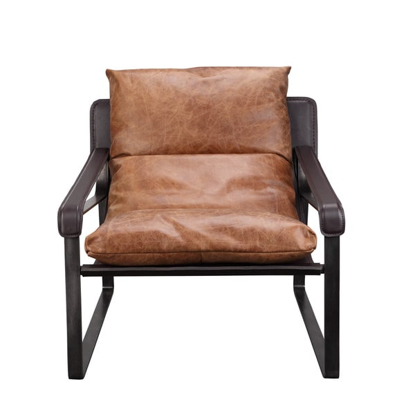 Aurelle Home Top Grain Rustic Leather Diego Accent Chair Aurelle Home Top Grain Rustic Leather Diego Accent Chair