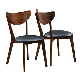 Laine Modern Light Wood Black Seat Dining Chairs (Set of 2) - Free