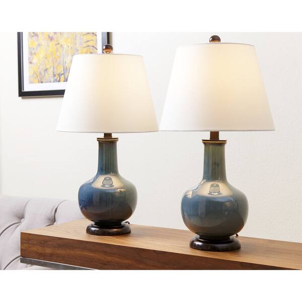 Abbyson Lauren Blue Ceramic 23.5inch Table Lamp (Set of 2) Bed Bath