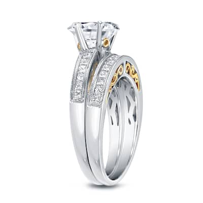 Auriya 14k Two-Tone Gold 1 3/4ctw Vintage Round Diamond Engagement Ring Set