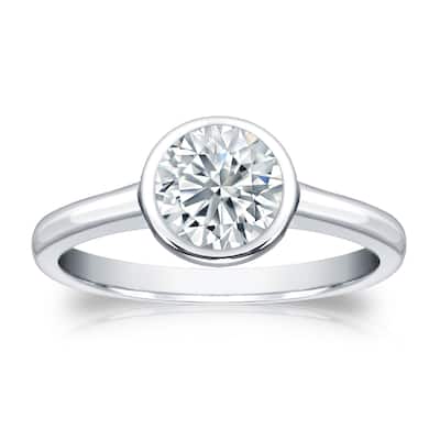 Auriya Platinum 1 carat TW Bezel-set Solitaire Diamond Engagement Ring