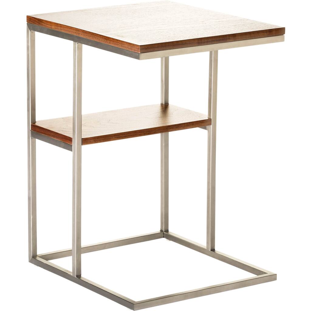 Aurelle Home Roof Two Level Stainless Steel End Table