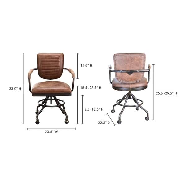 Aurelle Home Rustic Vintage Soft Brown Leather Desk Chair Overstock 10247131