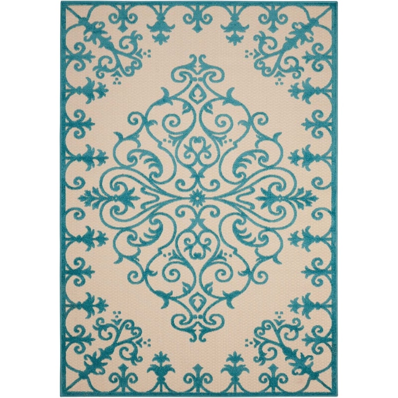 Nourison Aloha Modern Medallion Scroll Indoor / Outdoor Area Rug