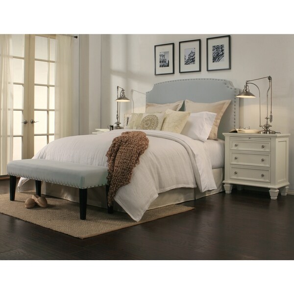 Grosvenor Dusty Aqua Cotton Headboard and Bench