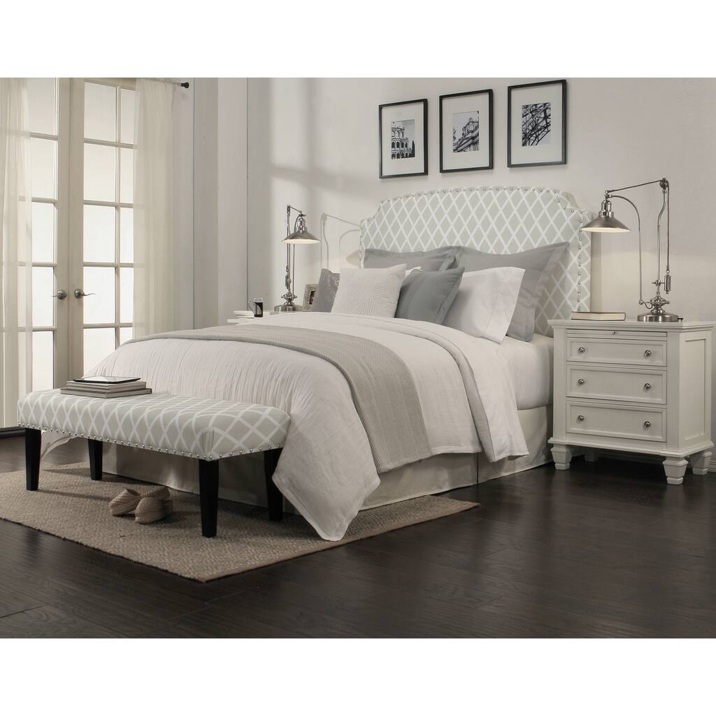 Grosvenor Gray Diamond Headboard-Bench Collection