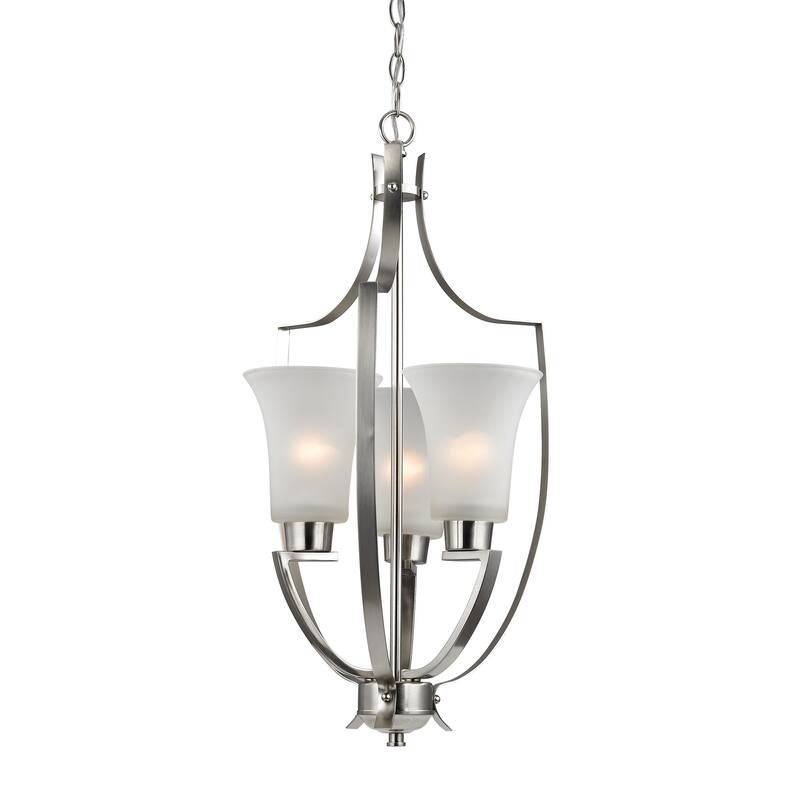 Elk Home Foyer Brushed Nickel With White Glass 3 Light Pendant